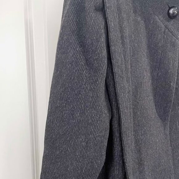 Vintage Wool Cashmere Blend Overcoat: 80s Striped Puffy Sleeve Coat, Size Small - Picture 9 of 10